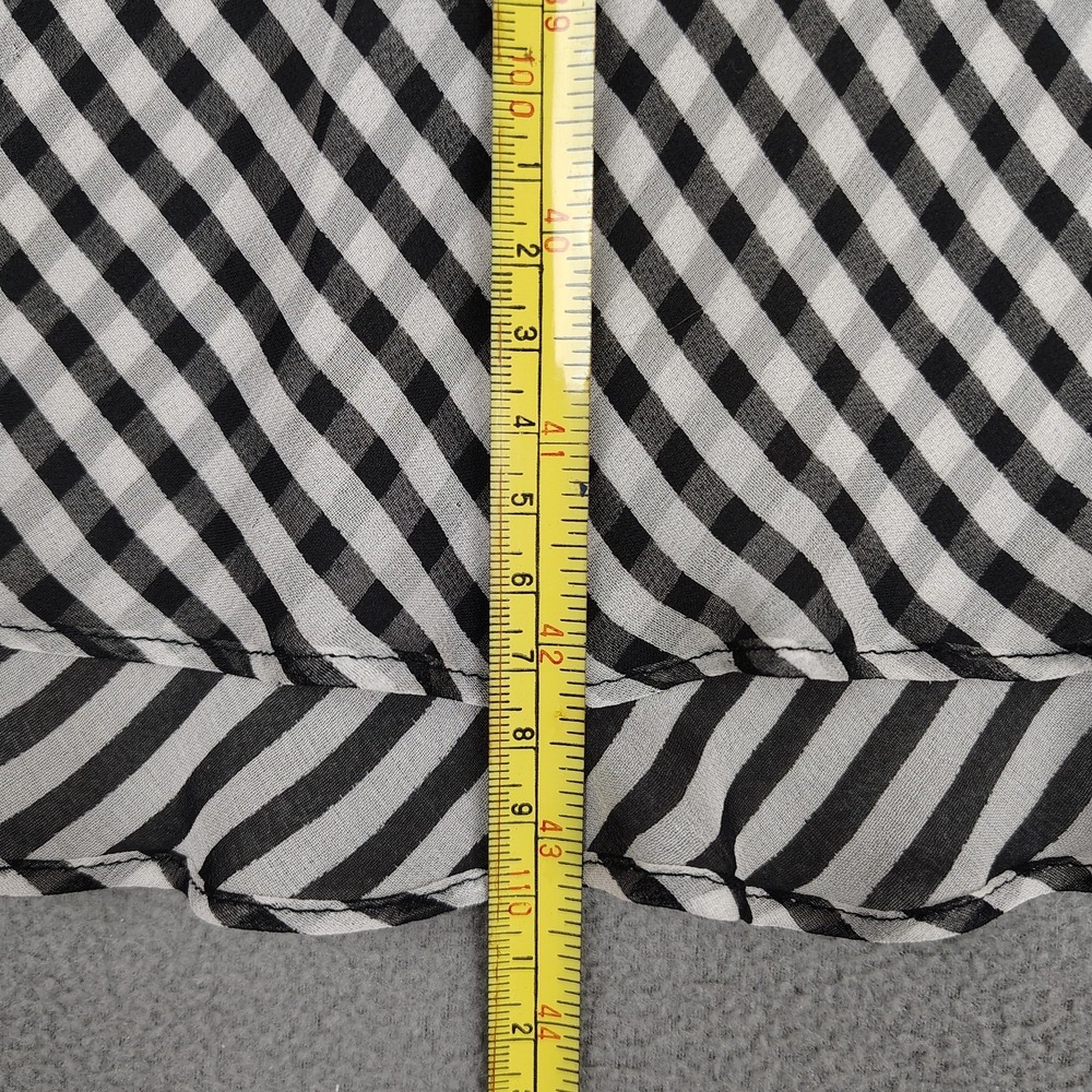 Vision 100% Silk Dress Women 12 Black White Striped Lightweight Flowy Slip On - Picture 2 of 9